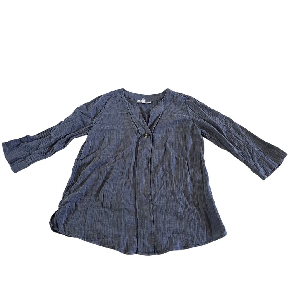 J Jill Blue Gauzy Organic Cotton Blouse Size Small